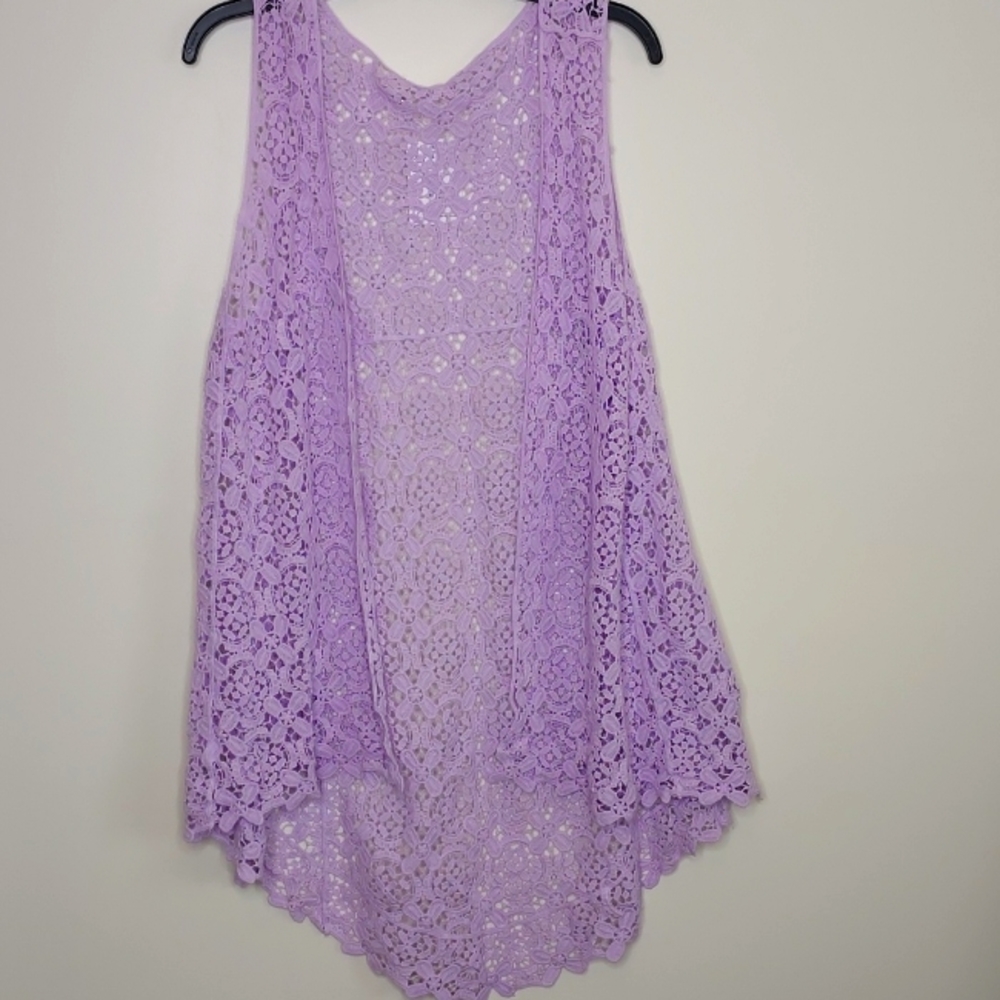 Lacy Boho lavender shrug vest